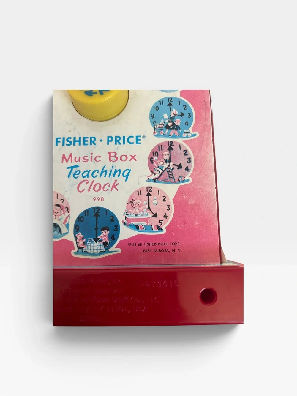 Fisher-Price Red Teaching Clock Toy with Yellow Handle 2009